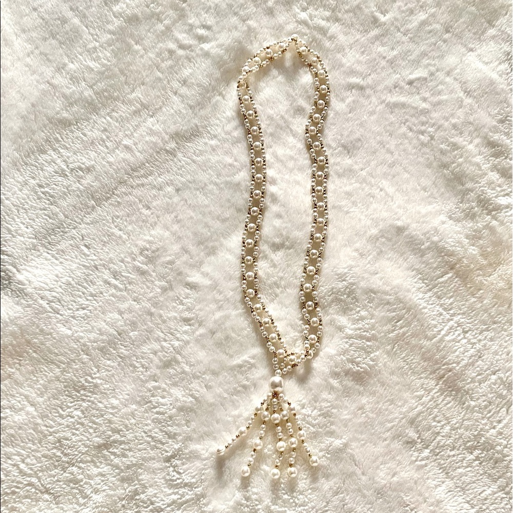 Gold and Pearl Bead Necklace